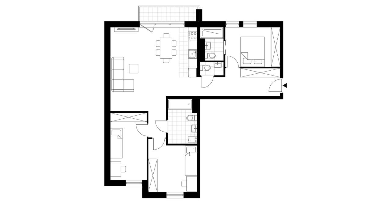 4-pokojowy apartament 85m2 + balkon Bezpośrednio - Pełny obrazek: 3/8