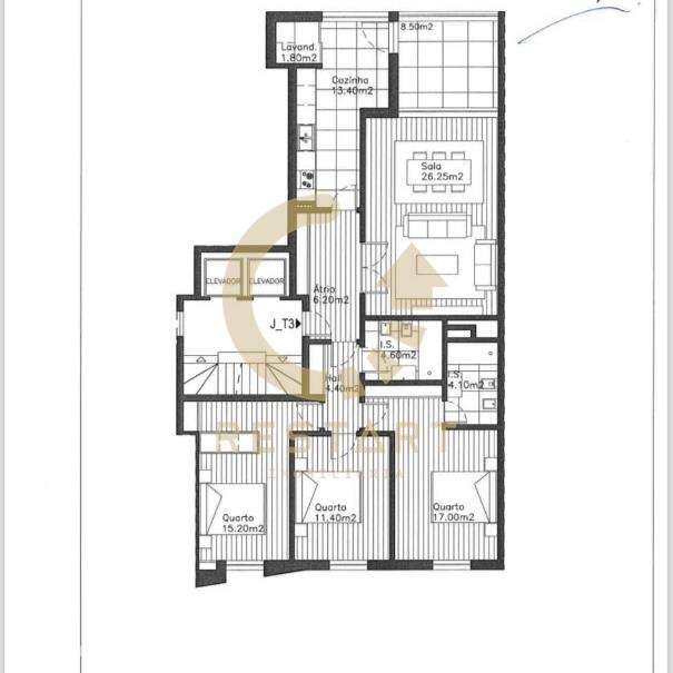 Apartamento T3 totalmente mobilado com vista Rio-25