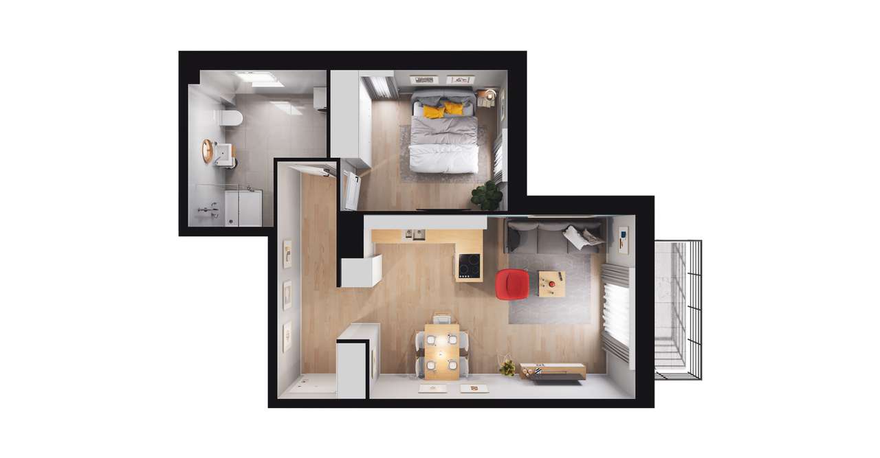 2-pokojowe mieszkanie 46m2 + balkon Bez Prowizji - Pełny obrazek: 2/8