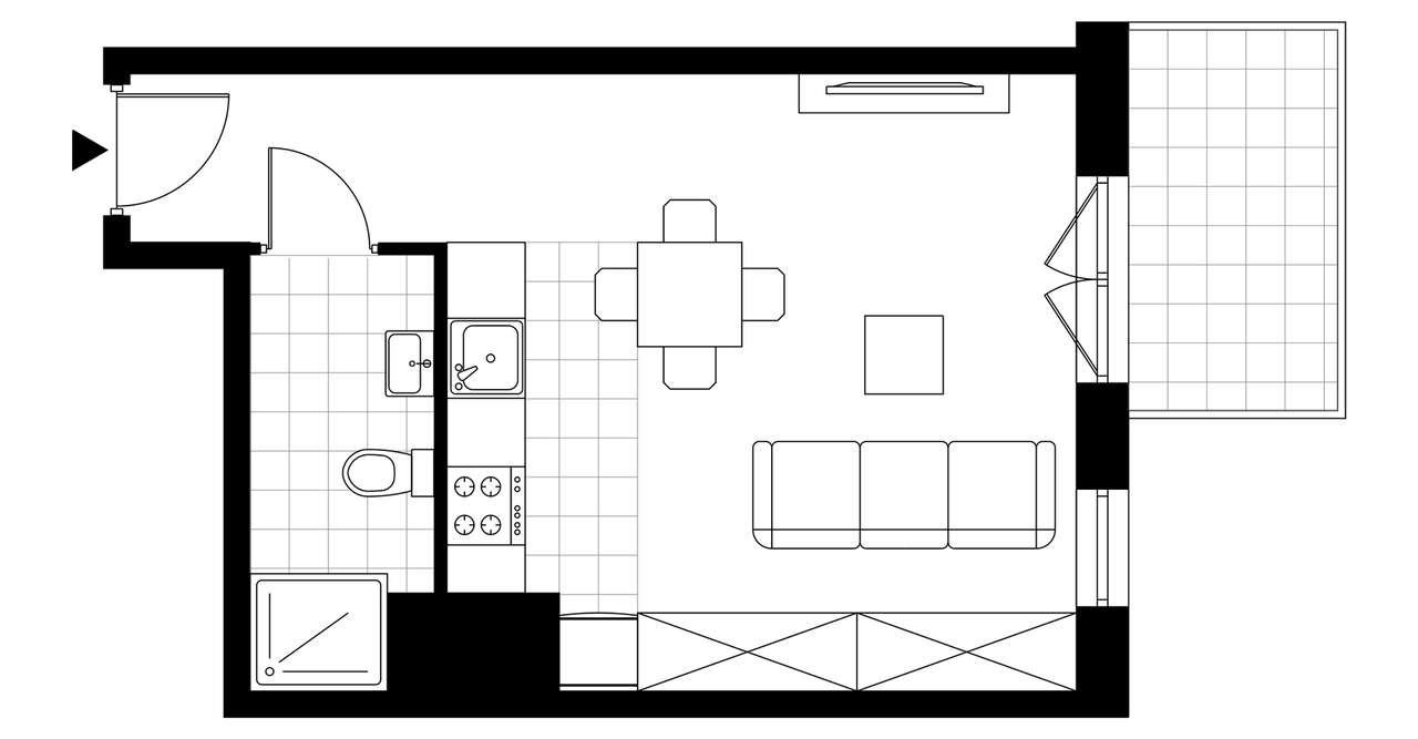 1-pokojowe mieszkanie 29m2 + balkon - Pełny obrazek: 3/8