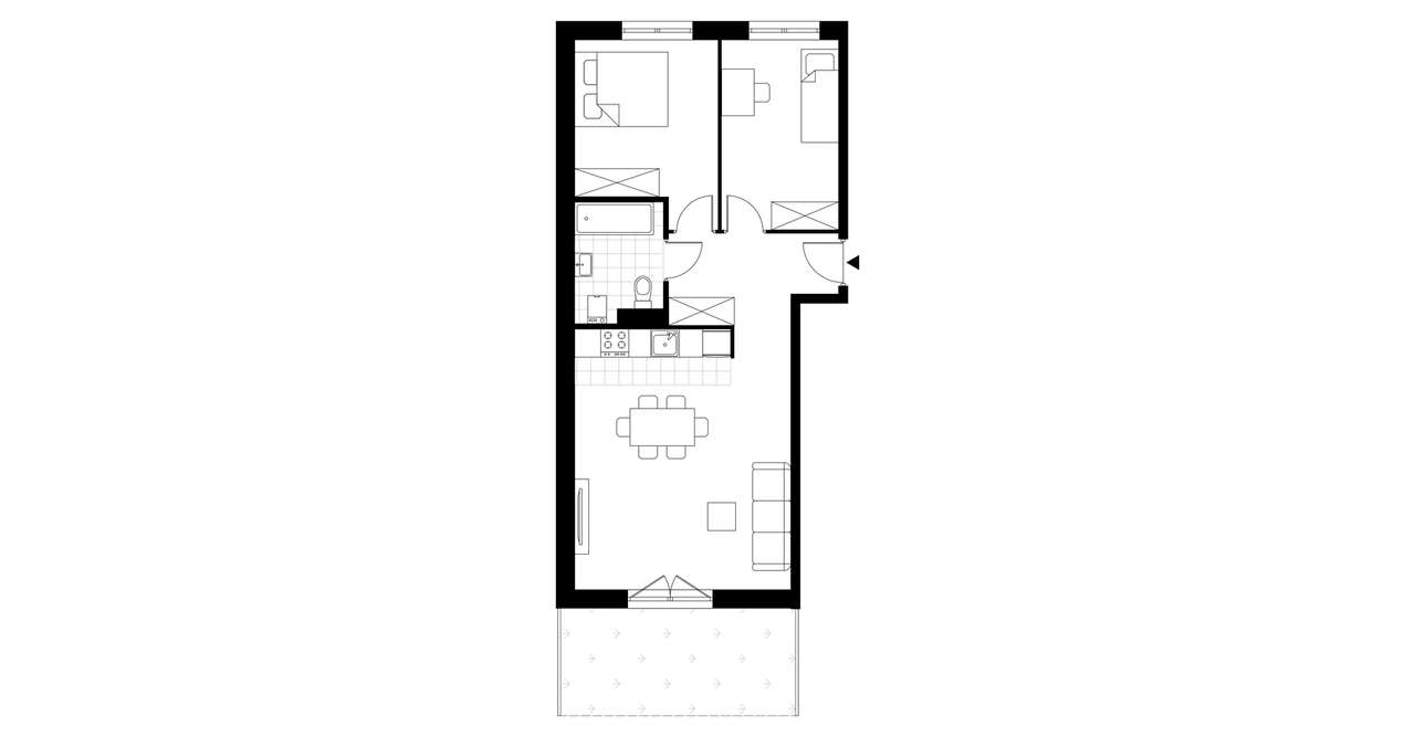 3-pokojowe mieszkanie 57m2 + ogródek - Pełny obrazek: 3/8