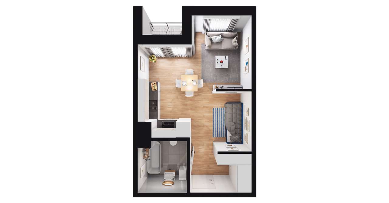 1-pokojowe mieszkanie 31m2 + balkon Bez Prowizji - Pełny obrazek: 2/8