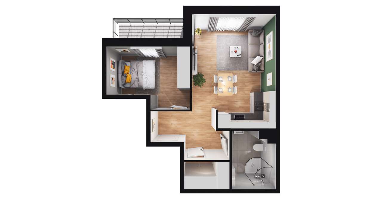 2-pokojowe mieszkanie 44m2 + balkon Bez Prowizji - Pełny obrazek: 2/8