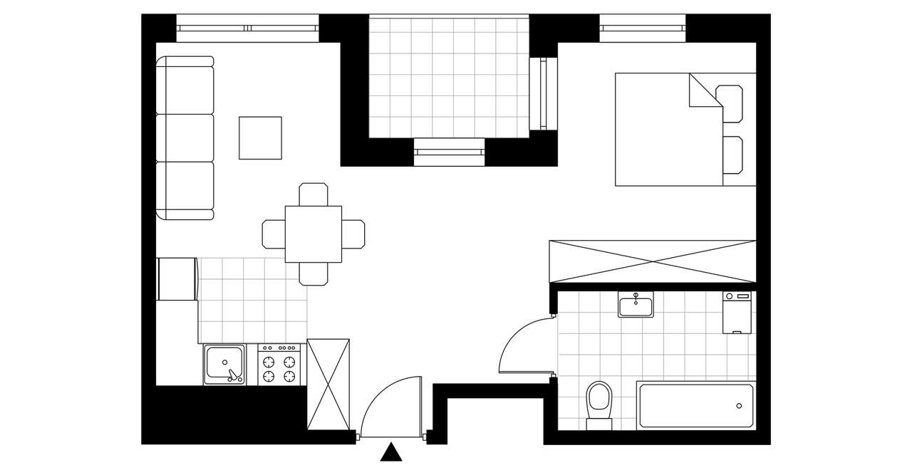 2-pokojowe mieszkanie 36m2 + balkon - Pełny obrazek: 3/8