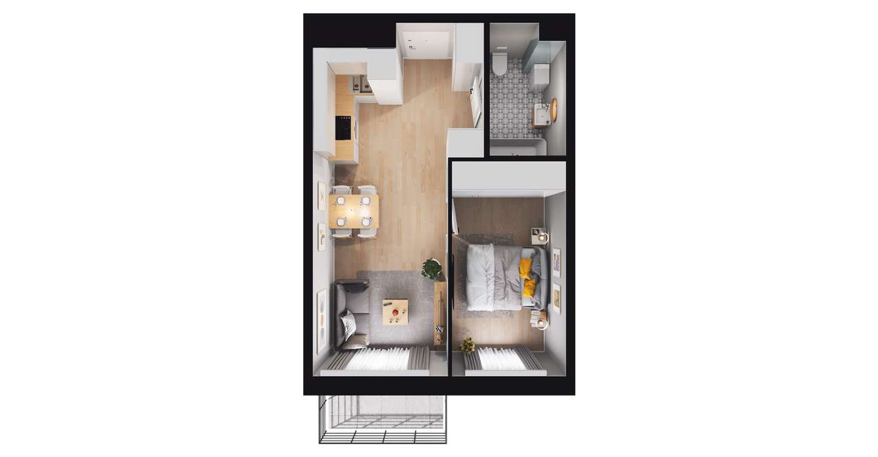 2-pokojowe mieszkanie 38m2 + balkon Bezpośrednio - Pełny obrazek: 2/8