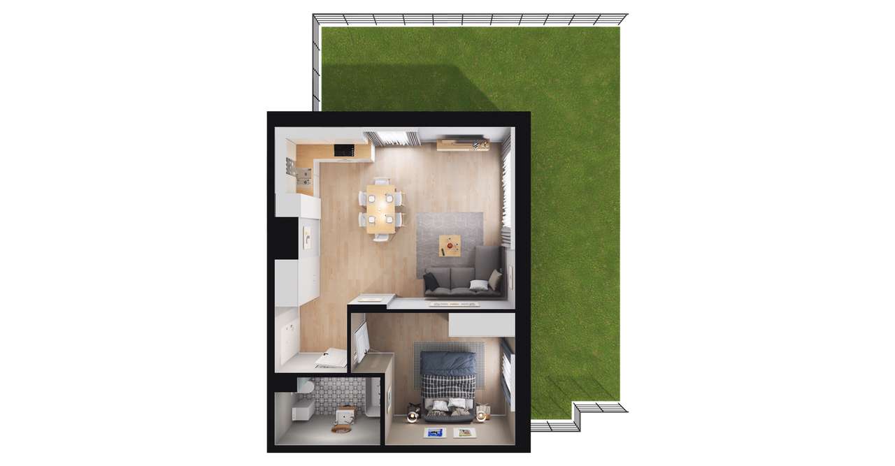 2-pokojowe mieszkanie 49m2 + ogródek Bez Prowizji - Pełny obrazek: 2/8