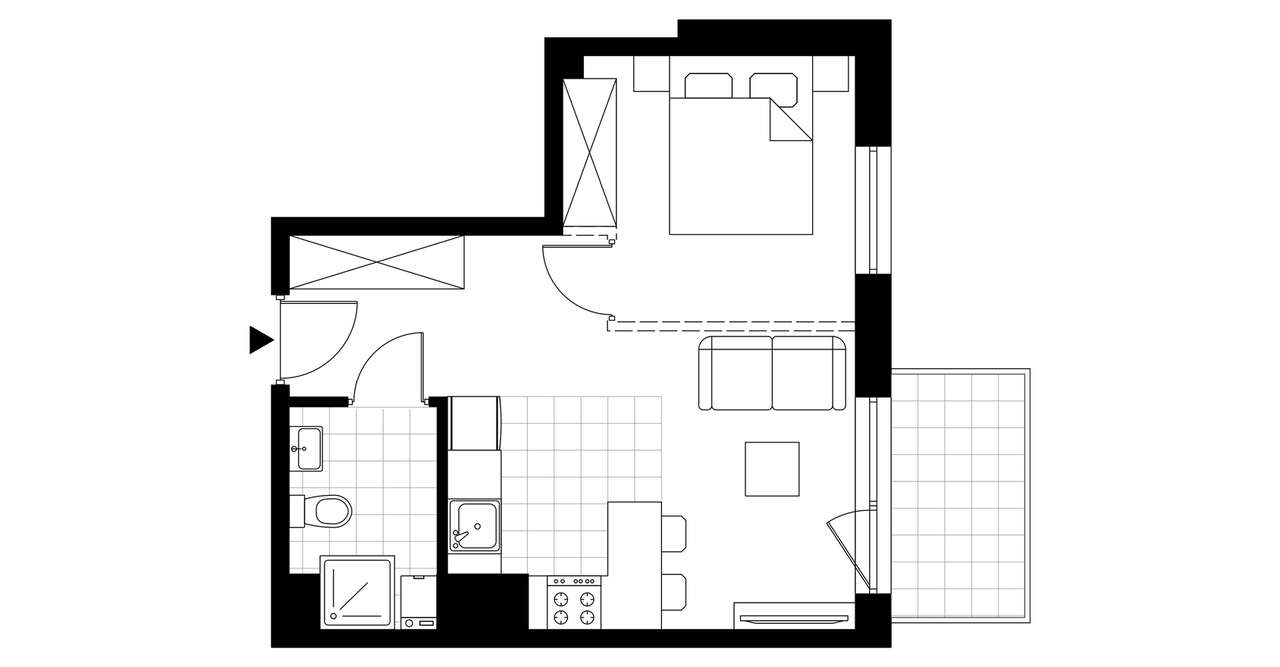1-pokojowe mieszkanie 32m2 + balkon Bezpośrednio - Pełny obrazek: 3/8