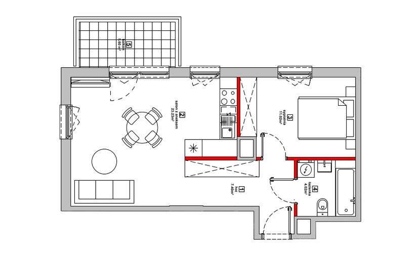 2-pokoje z balkonem i dużą przestrzenią dzienną - Pełny obrazek: 2/7