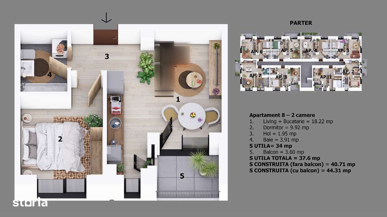 Apartament 2 camere strada Ion Creanga Otopeni — fotografia 3
