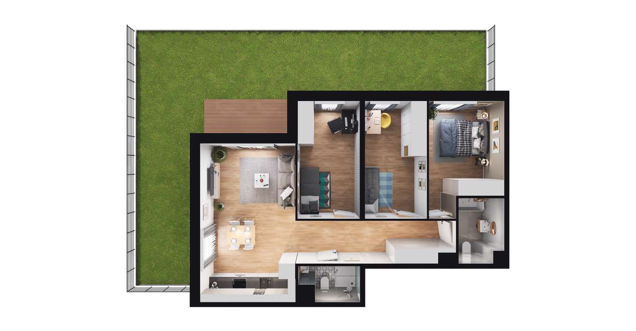 4-pokojowe mieszkanie 73m2 + ogródek Bezpośrednio - Pełny obrazek: 2/8