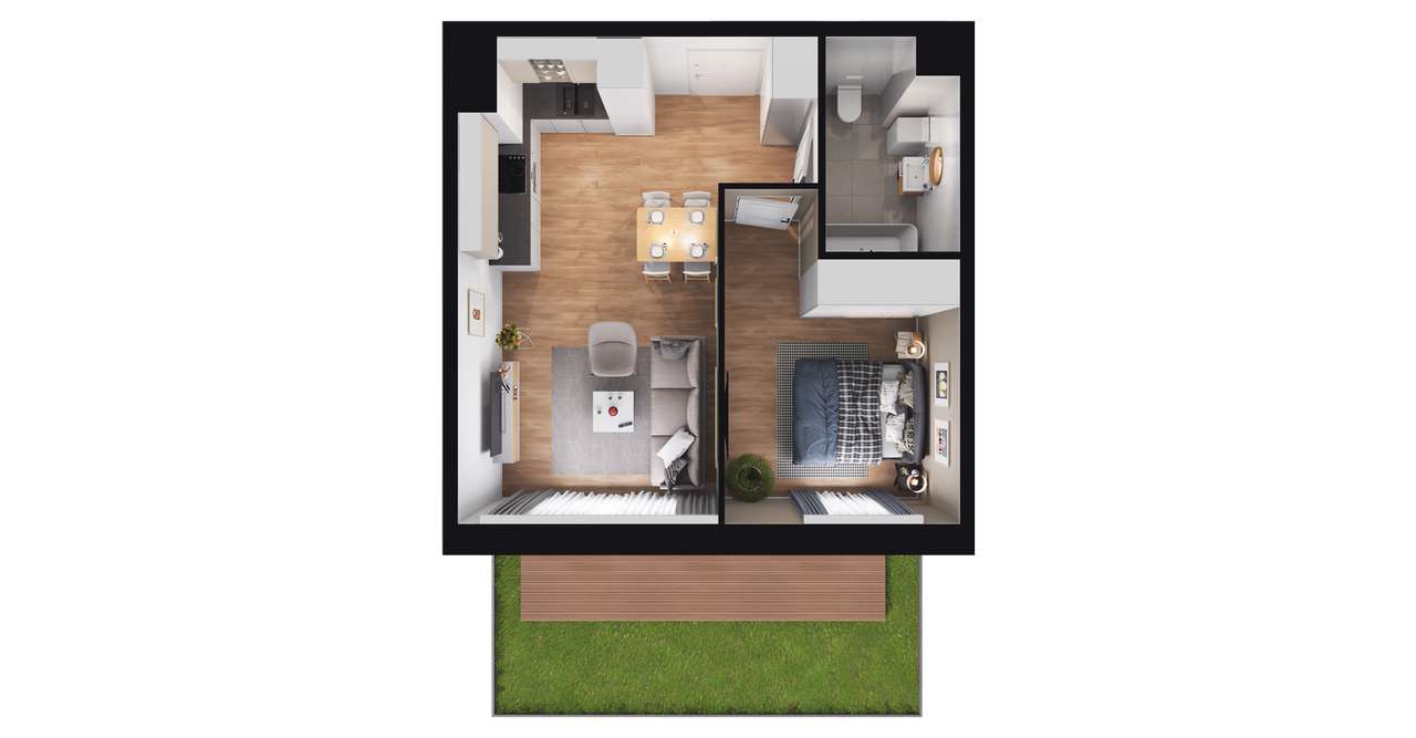 2-pokojowe mieszkanie 38m2 + ogródek Bez Prowizji - Pełny obrazek: 2/8