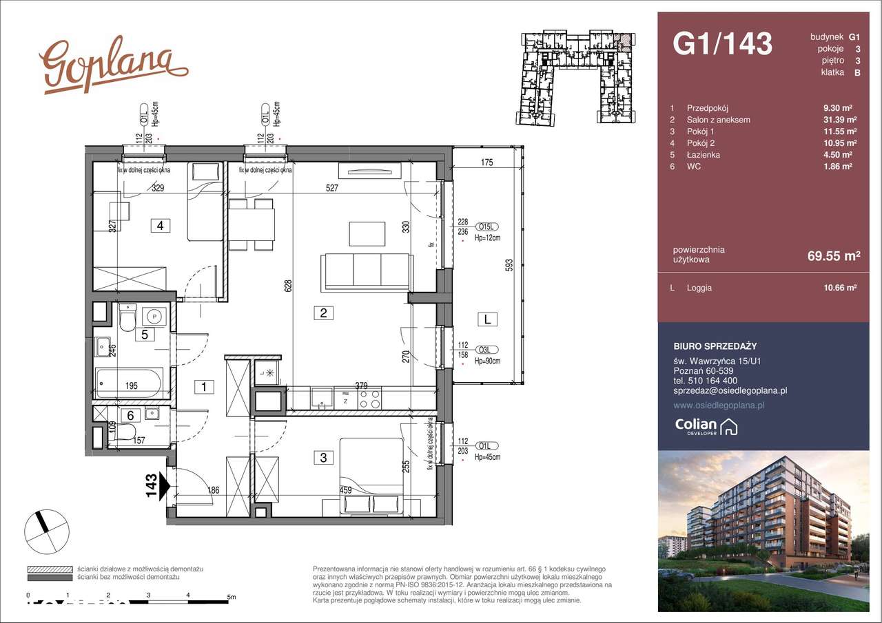 Osiedle Goplana | mieszkanie 3-pok. | G1/143 - Pełny obrazek: 2/7