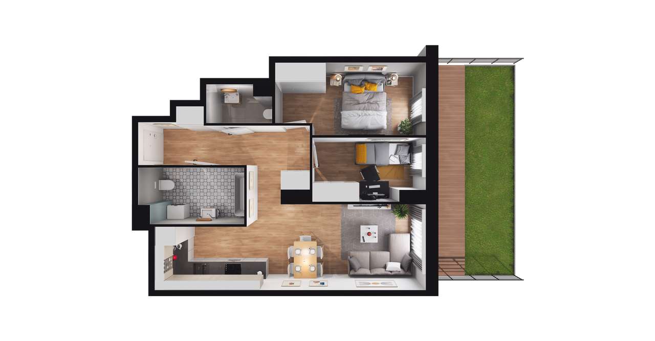3-pokojowe mieszkanie 53m2 + ogródek Bez Prowizji - Pełny obrazek: 2/8