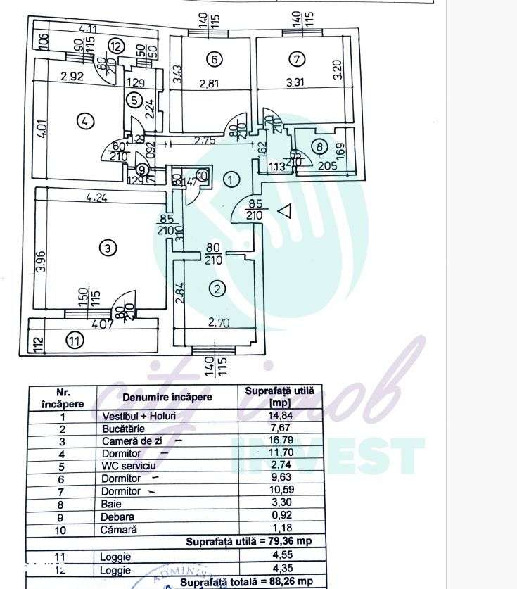 4 Camere Piata Victoriei-Bloc anvelopat 1978-posibilitate centrala - Imagine principală: 2/10