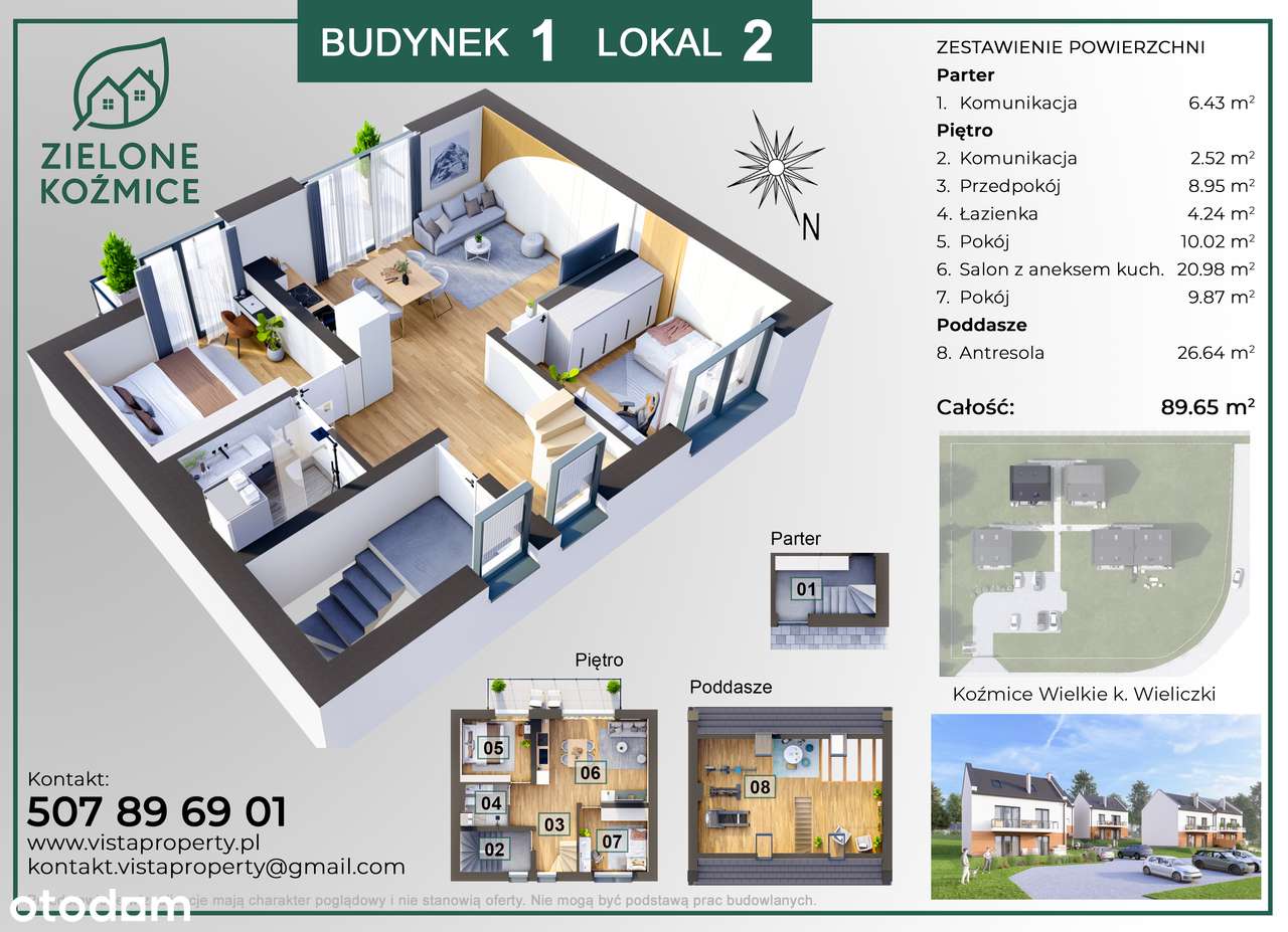 Mieszkanie 3-pokoje z antresolą, balkonem i miejscem postojowym - Pełny obrazek: 5/9