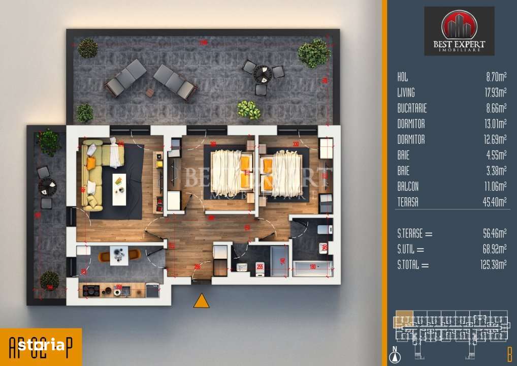 3 Camere Ideal Investitie cu Parcare Inclusa-Acces Rapid STB/Credit Ip - Imagine principală: 2/5