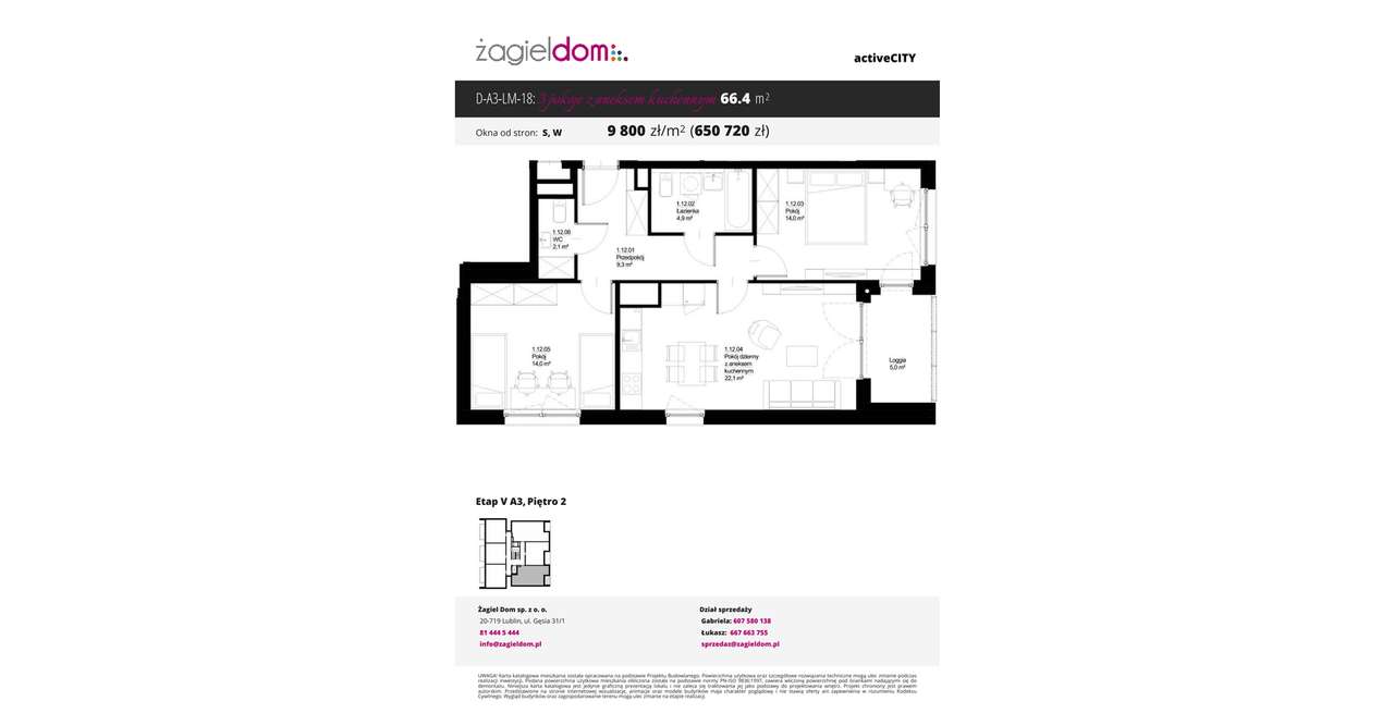 Active City etap V | mieszkanie 3-pok. | A3_2_18 - Pełny obrazek: 2/7