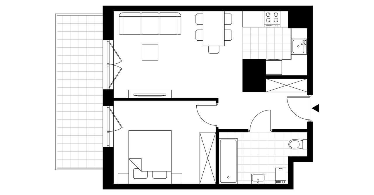 2-pokojowe mieszkanie 43m2 + balkon Bezpośrednio - Pełny obrazek: 3/8