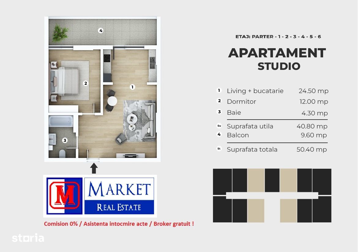 Apartament 2 camere (tip studio) Metrou Berceni