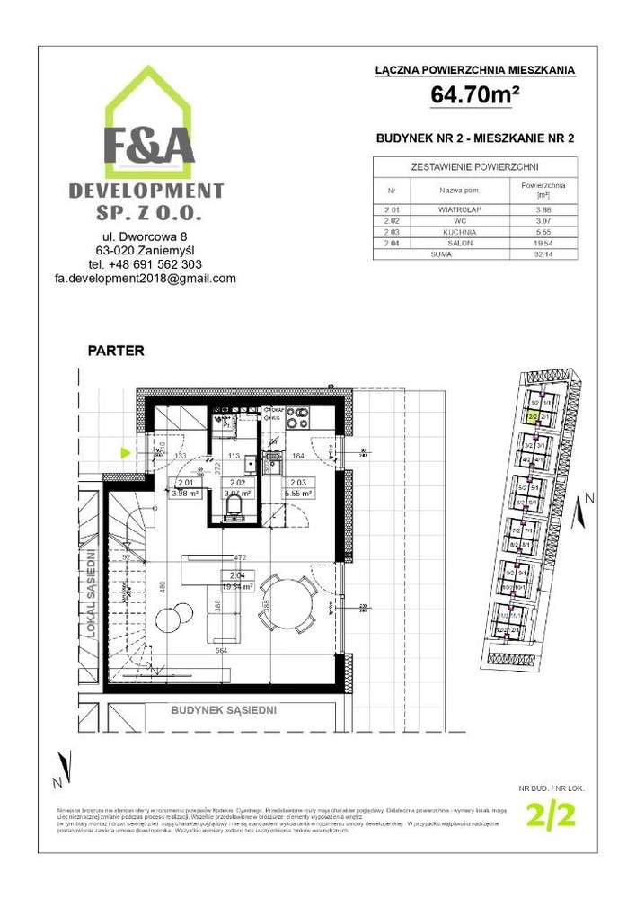 Mieszkanie dwupoziomowe, 64,70m2, 2miejsca parking - Pełny obrazek: 5/6