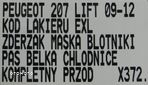 ZDERZAK MASKA KOMPLET PRZÓD PEUGEOT 207 LIFT 09-12 - 16