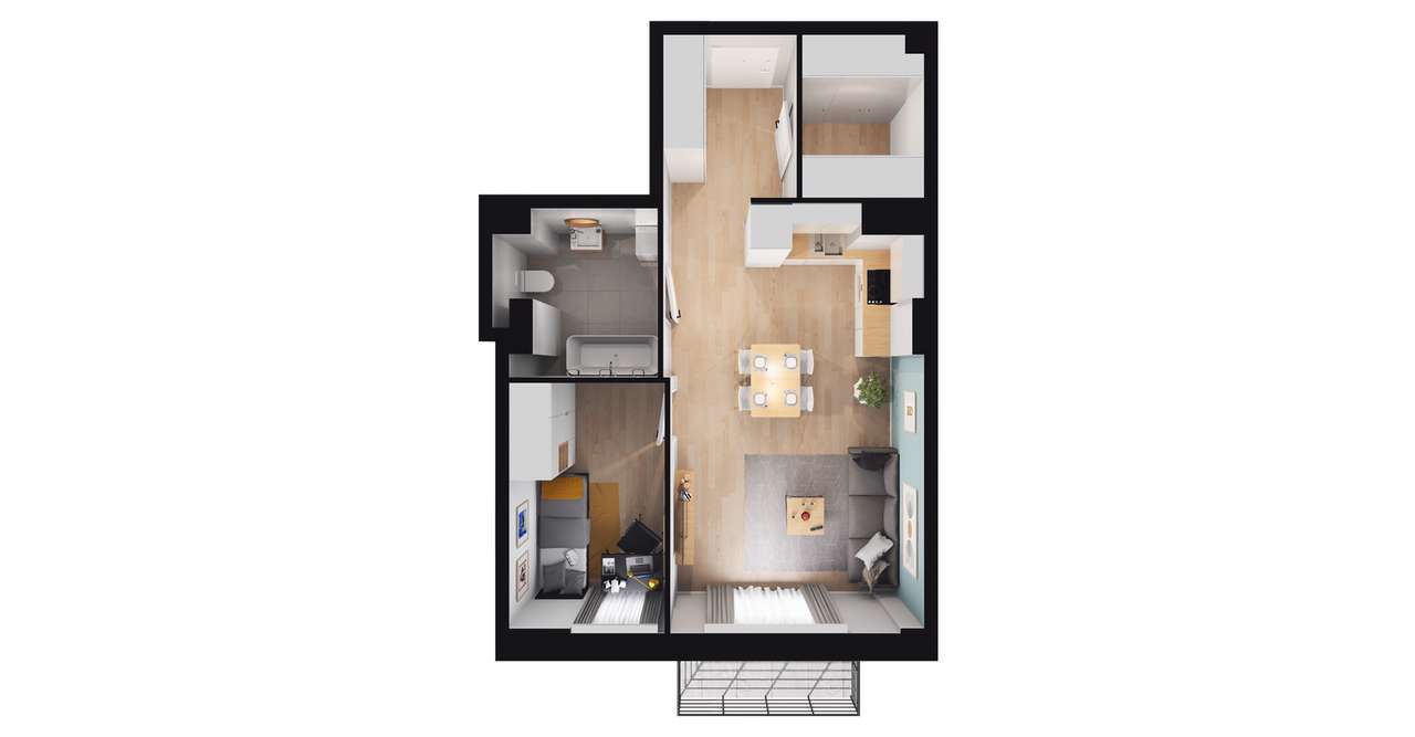 2-pokojowe mieszkanie 43m2 Bezpośrednio - Pełny obrazek: 2/8