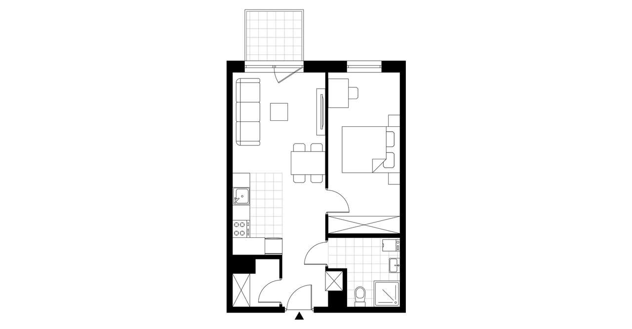 2-pokojowe mieszkanie 45m2 + balkon - Pełny obrazek: 3/8