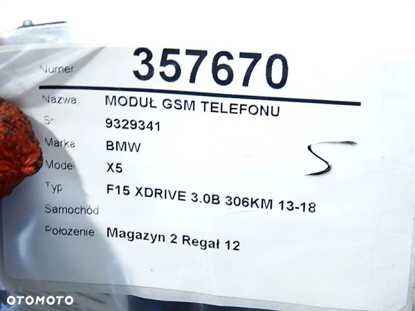 MODUŁ GSM TELEFONU BMW X5 (F15, F85) 2013 - 2018 xDrive 35 i 225 kW [306 KM] benzyna 2013 - 2018 - 5