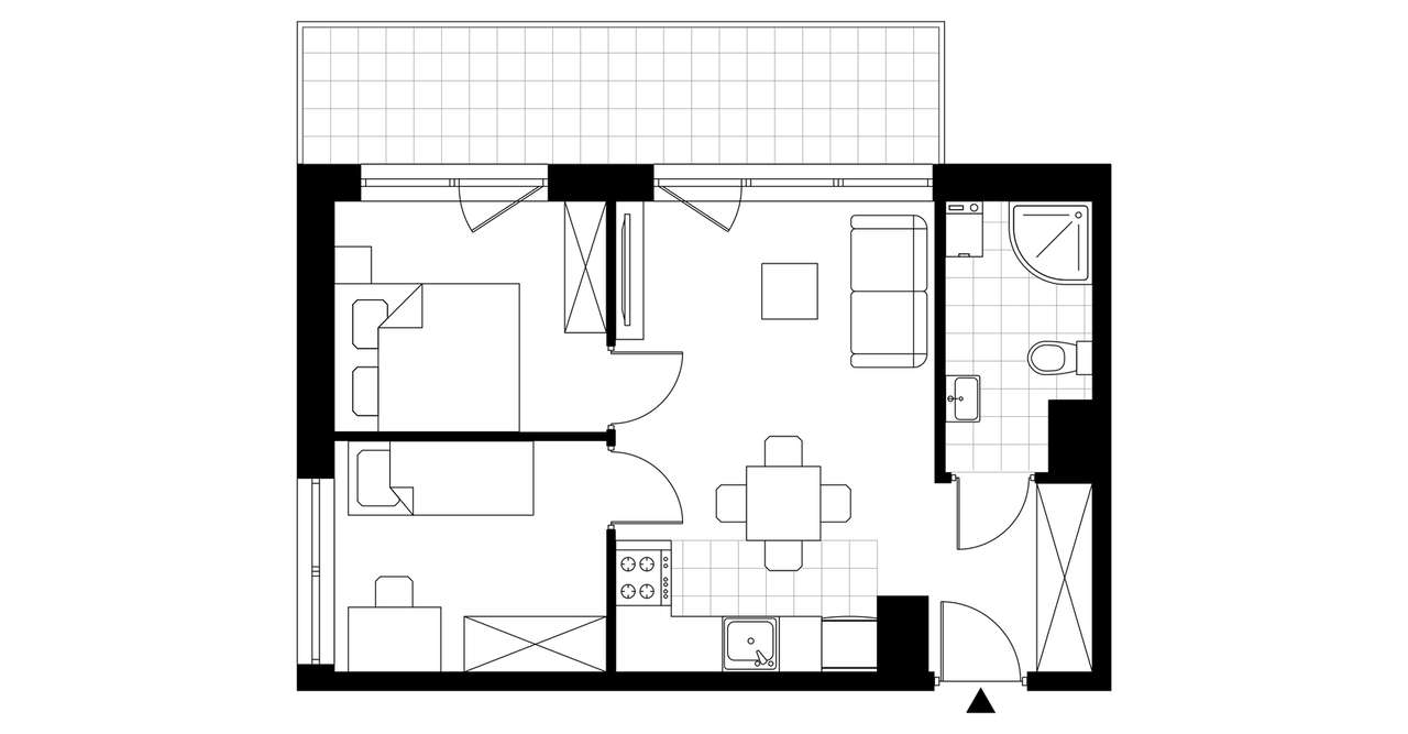 3-pokojowe mieszkanie 38m2 + balkon - Pełny obrazek: 3/8