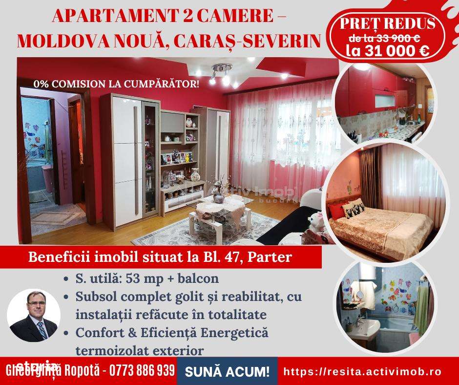 Apartament 2 Cam. Semidecomandate – Moldova NouaCS - Imagine principală: 1/16