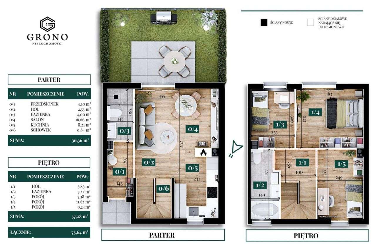 Szeregówka przy lesie, 4 pokoje + kominek!-5