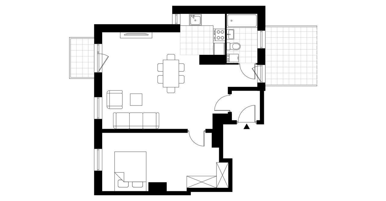 3-pokojowe mieszkanie 54m2 + taras Bezpośrednio - Pełny obrazek: 3/7