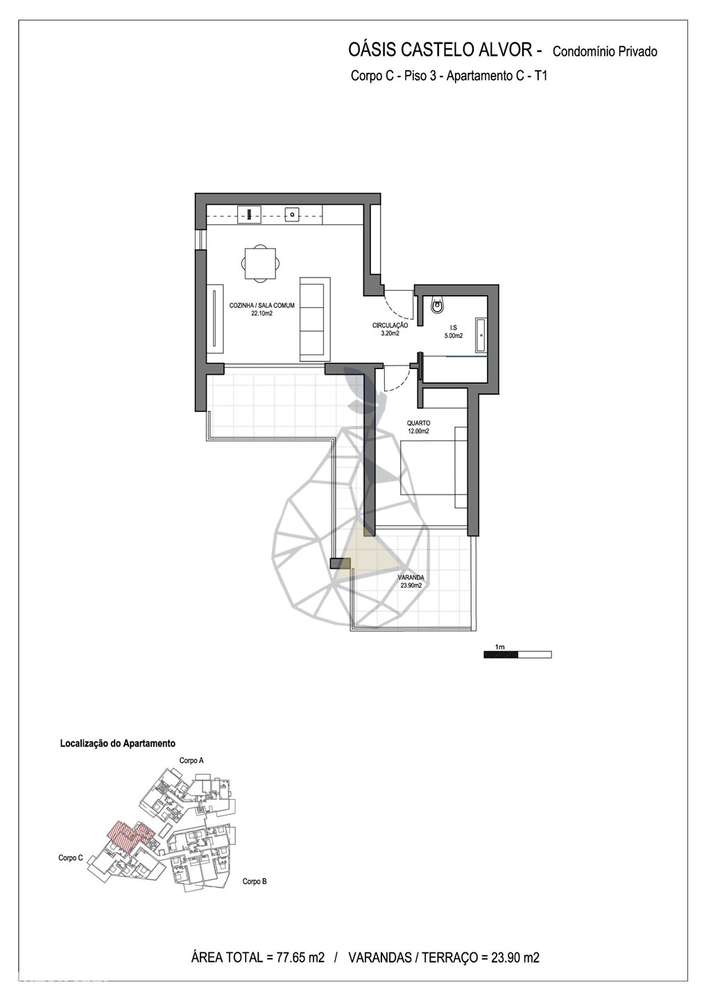 Apartamento T1 novo em condomínio fechado com piscina e garagem em Alv - Grande imagem: 4/25
