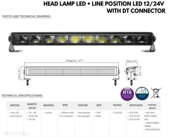 Led Bar cu pozitie, Slim, 65W, 54.5cm - 5