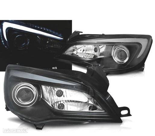 CONJUNTO DE FARÓIS PARA OPEL ASTRA J 10-15 TUBE LIGHT DRL LUZ DIURNA PRETO - 1