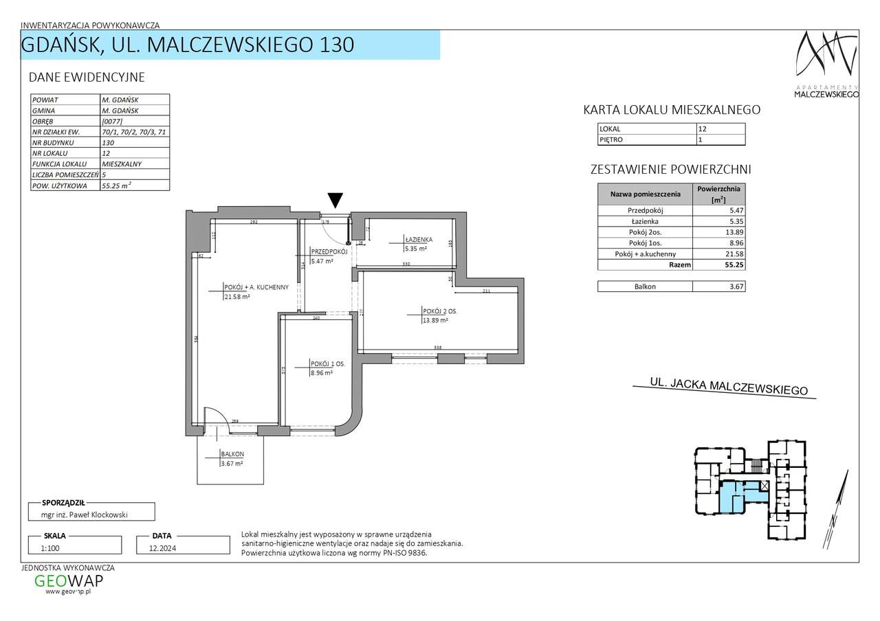 3-pokojowe- 55,25 m2, I piętro - Pełny obrazek: 3/8