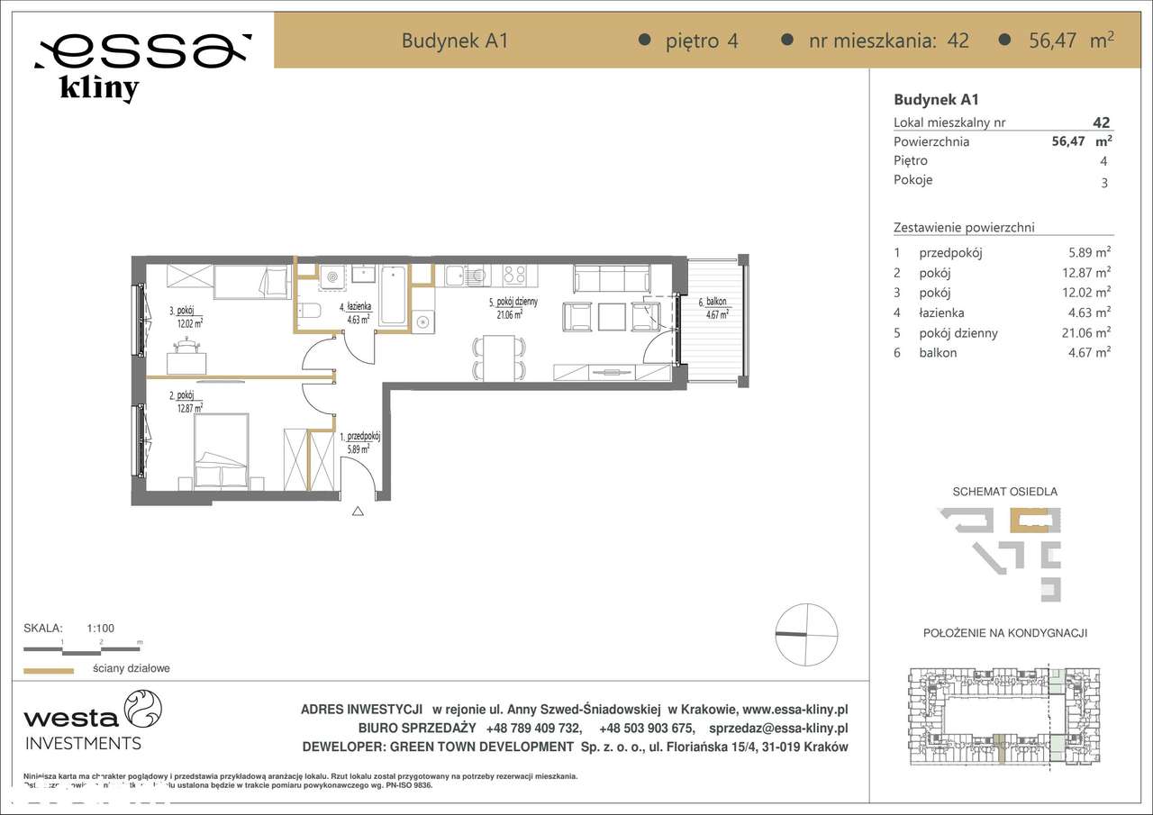 3-pokojowe mieszkanie 56m2 + balkon - Pełny obrazek: 2/7