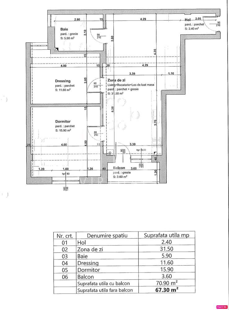 Apartament 3 camere - 67,30 mp + balcon de 3,59 mp - zona Selimbar - Imagine principală: 2/8