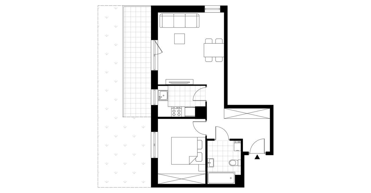 2-pokojowe mieszkanie 45m2 + taras Bez Pośredników - Pełny obrazek: 3/6