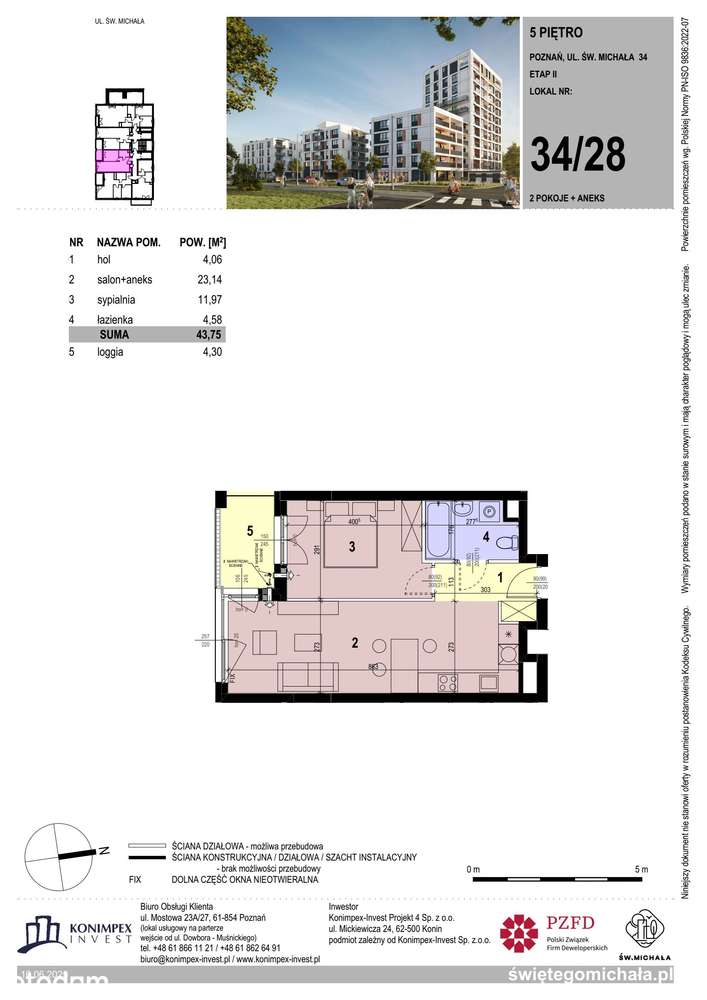 2-pokojowe mieszkanie 43m2 + loggia Bez Prowizji - Pełny obrazek: 2/9