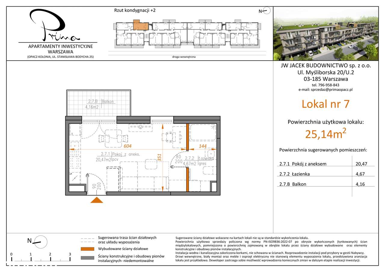 1 - pokojowe mieszkanie 25m2 z balkonem - Pełny obrazek: 2/6
