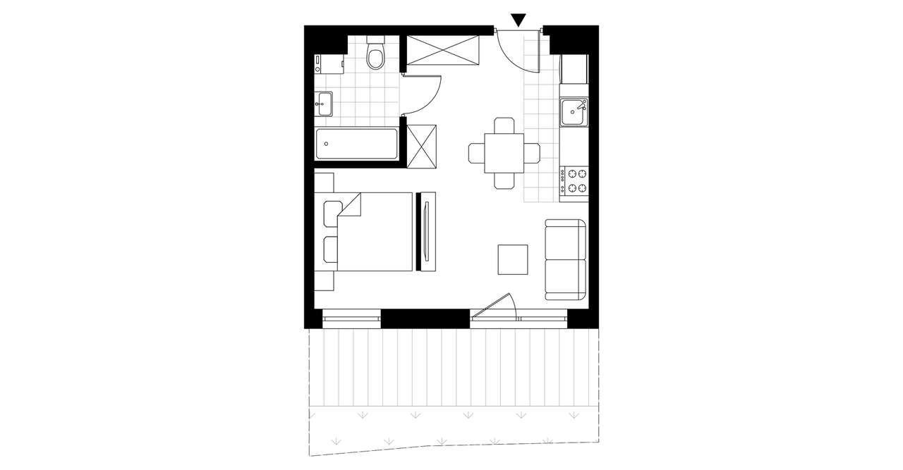 1-pokojowe mieszkanie 29m2 + ogródek - Pełny obrazek: 3/8