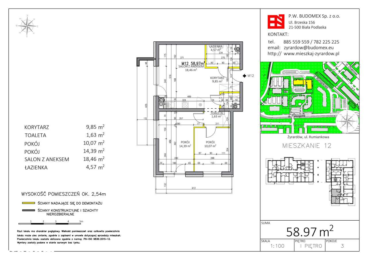 3-pokojowe mieszkanie 58m2 Bezpośrednio - Pełny obrazek: 2/5