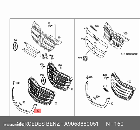 Aro da grelha Mercedes Sprinter 2014-on/ Estrutura da grelha - 2