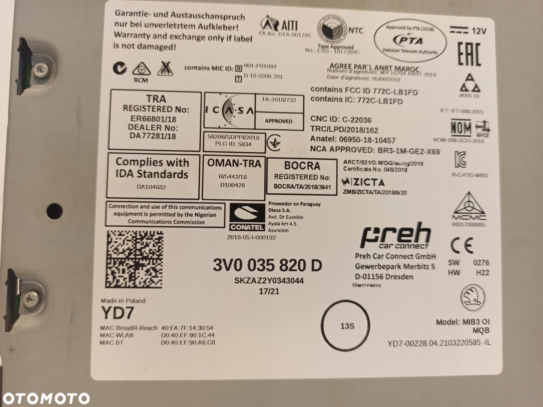 CZYTNIK NAWIGACJI SKODA KODIAQ 3V0035820D - 6