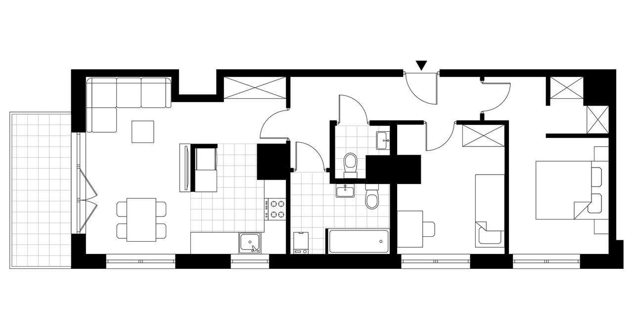 3-pokojowe mieszkanie 60m2 + loggia - Pełny obrazek: 3/8