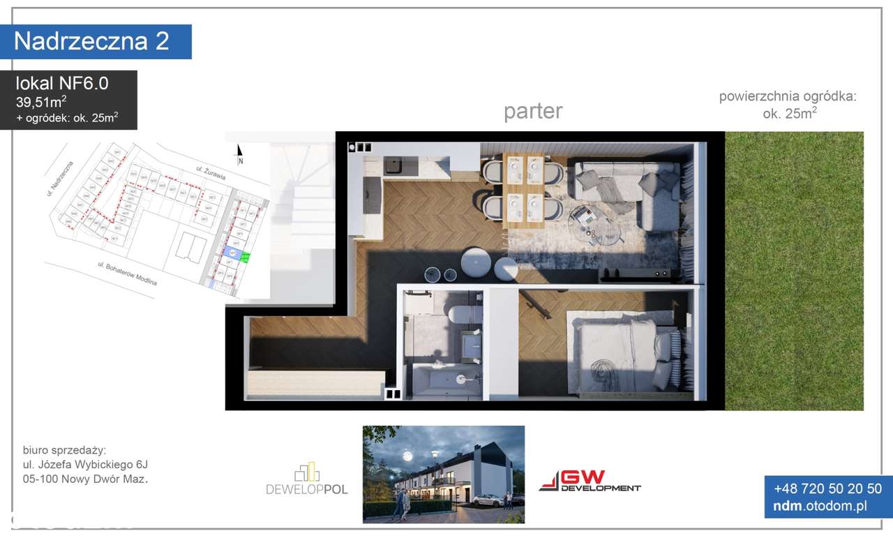 Nadrzeczna - 2 pokoje z ogródkiem, w pobliżu Narwi - Pełny obrazek: 3/9