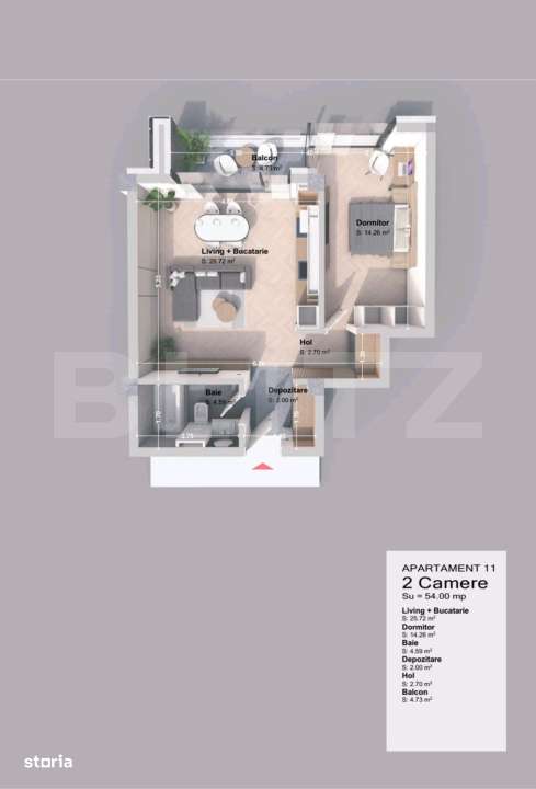 Apartament 2 camera, 54 mp, zona Pacurari — fotografia 1