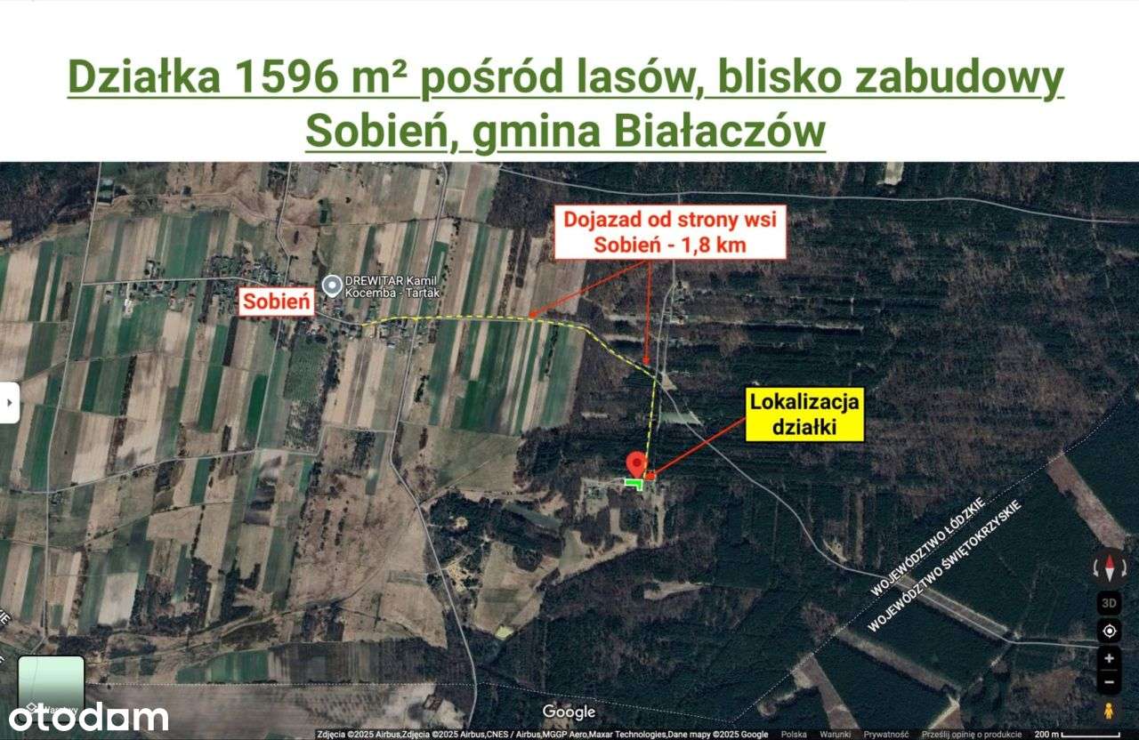 Działka 1596 m² na skraju lasu, Sobień, Białaczów-2