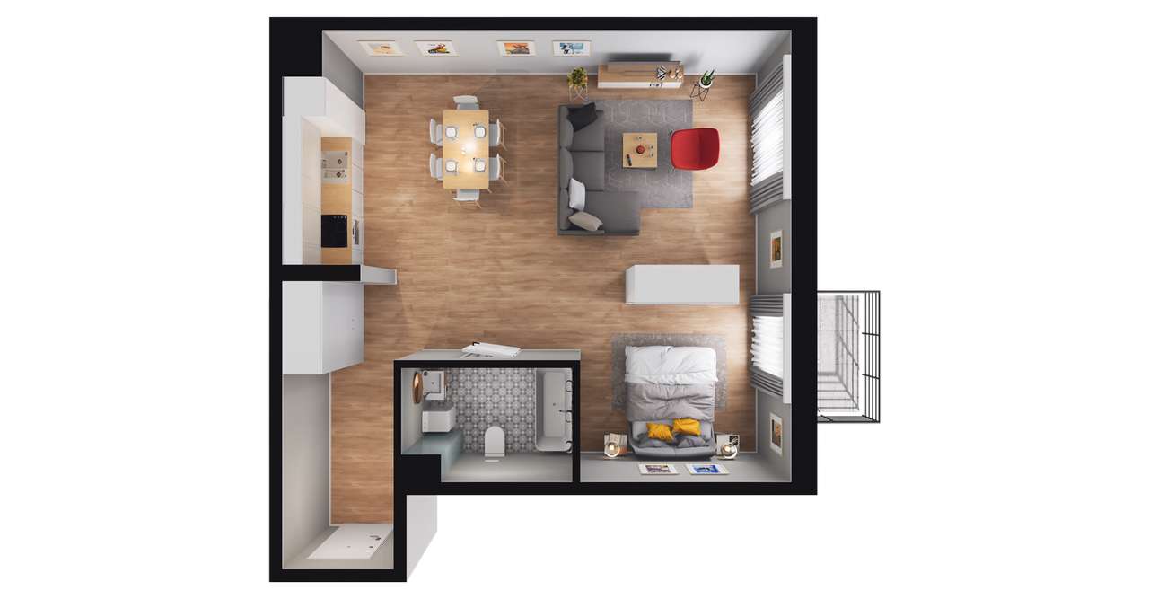 1-pokojowe mieszkanie 52m2 + balkon Bez Prowizji - Pełny obrazek: 2/5